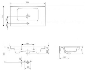 Lavoar pentru mobilier Cersanit, Crea, 80 cm, alb