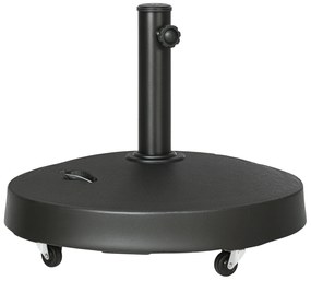 Outsunny Bază Umbrelă 23.5kg cu Manivele și Roți Blocabile, Suport din Rășină/Oțel, Ø53x41 cm, Negru | Aosom Romania