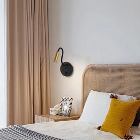 Lampă LED flexibilă de perete cu port USB Brilagi MAYA LED/3W/230V negru/auriu