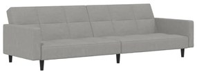 340679 vidaXL Canapea extensibilă 2 locuri, gri deschis, microfibră