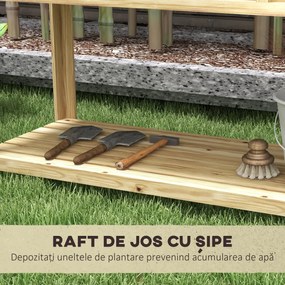 Outsunny Jardinieră pe picioare cu separator detașabil, raft, inserturi pentru irigare, material geotextil de drenaj 115L x 46l x 75Î cm | Aosom Romania