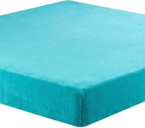 decoDoma Cearceaf cu elastic din micropluş, turcoaz 180 x 200 cm