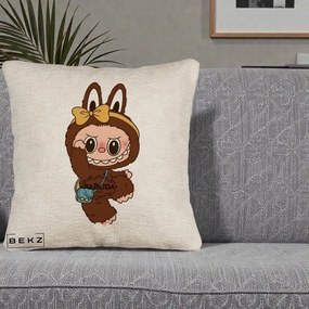 Perna Personalizata Kabuda Maro cu Funda Aurie, 40x40 cm, Bej Canapea, Husa Detasabila, Perna Inclusa, BEKZ®