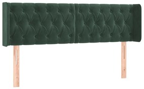 3119161 vidaXL Tăblie de pat cu aripioare verde închis 163x16x78/88 cm catifea