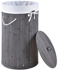 Juskys Coș de rufe din bambus Curly Round 55 L - gri