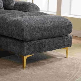 Canapea modulară mare, modernă, în formă de U, din chenille, cu dublu șezlong rabatabil, Gri