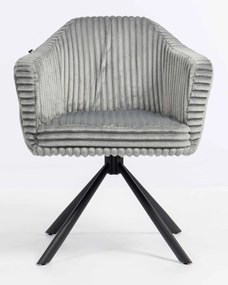 HR832 BAZĂ STEA Scaun Gri Teddy Cord cu Bază Neagră