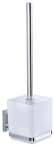 Perie WC WENKO 22695100-WC VACUUM-LOC QUADRO ED 9,5x37 cm argintiu/crom lucios/transparent