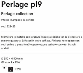 Lustra aplicata design modern Perlage pl9 negru/alama/alb