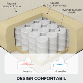 HOMCOM Scaun Decorativ Capitonat cu Spatar Inalt, Cotiere Rotunjite Captusite și Sezut cu Captuseala Groasa, Alb Crem | Aosom Romania