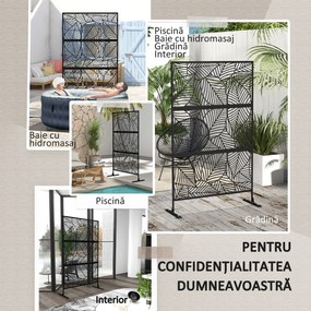 Outsunny Paravan Oțel Negru Exterior | Aosom Romania