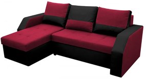 Coltar extensibil Madrid, 226x145x79 cm, 2 lazi depozitare, Reversibil, Rosu/Negru