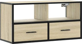 vidaXL Dulap TV, stejar sonoma, 80x31x39,5 cm, lemn prelucrat și metal