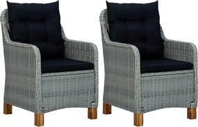 vidaXL Scaune de grădină cu perne, 2 buc., gri deschis, poliratan