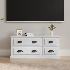vidaXL Comodă TV, alb extralucios, 100x35,5x45 cm, lemn prelucrat