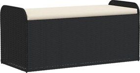 vidaXL Bancă de depozitare cu pernă, negru, 115x51x52 cm, poliratan