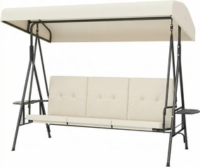 Outsunny Balansoar de grădină 3 locuri confort sporit, acoperiș reglabil, 2 tablete laterale, perne, oțel poliester | Aosom Romania