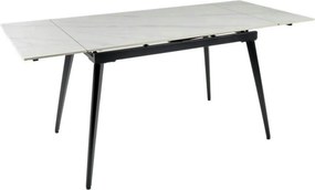 Masa extensibila REEF, alb cu efect de marmura/negru, ceramica/metal,