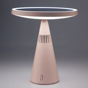 Smart Moon LED oglindă cosmetică iluminată, mărire 10x, lumină caldă / neutră / rece, luminozitate reglabilă, difuzor Bluetooth, roz