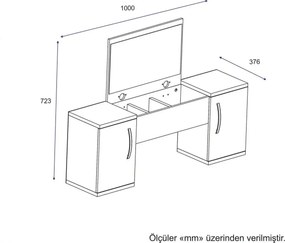 Resigilat:Masa toaleta suspendata cu oglinda, Laura Homs, 100 x 376 x 723 mm ,alb