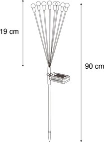 Lampă de exterior cu picior neagră, inclusiv LED cu panou solar și țăruș pentru sol - Fire Fly