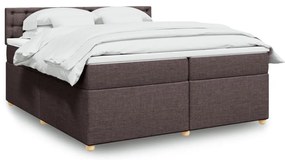 vidaXL Pat box spring cu saltea, maro închis, 200x200 cm, textil