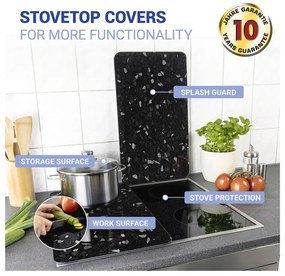 Set 2 protecții din sticlă pentru aragaz Wenko Universal, negru