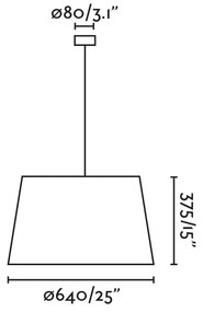Lustra suspendata XL abajur in 64cm WINDSOR negru, alb