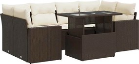 vidaXL Set canapele de grădină cu perne, 7 piese, maro, poliratan