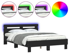 3207554 vidaXL Cadru de pat cu tăblie și LED, negru, 120x200 cm