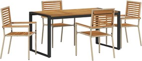 vidaXL Set de masă pentru grădină 5 pcs Bej și Maro poliratan