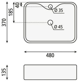 Chiuvetă din ceramică Sapho Balena, 48 x 37 cm, alb