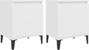 vidaXL Noptiere cu picioare metalice, alb, 40x30x50 cm