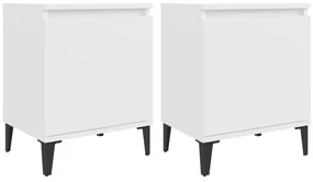 805834 vidaXL Noptiere cu picioare metalice, alb, 40x30x50 cm
