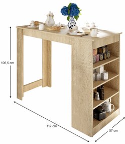Masă de bar AUSTEN, stejar sonoma