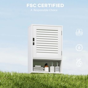 HOMCOM Dulap de baie suspendat pe perete cu ușă cu închidere silențioasă, rafturi reglabile 40 x 20 x 60 cm Alb | Aosom Romania