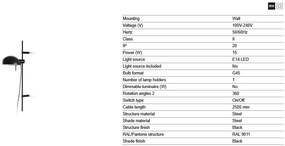 Aplica de perete mobila directionabila MATILDA negru