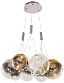 Candelabru LED ENNA suspendat pe cablu 9xG9/5W/230V 3000K fumuriu/auriu