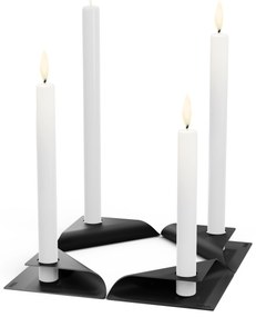 Lumânare pătrată, sfeșnic de designer - negru, set de 4 - Höfats