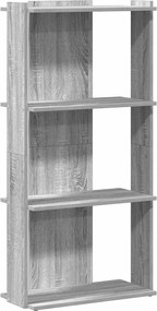 vidaXL Bibliotecă cu 3 niveluri gri sonoma 60x30x120 cm lemn prelucrat