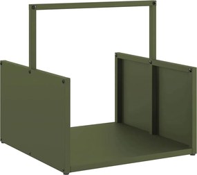 vidaXL Suport pentru lemne de foc Verde măsline Oțel laminat la rece