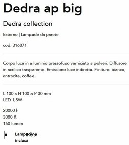 Aplica LED iluminat exterior ambiental IP65 Dedra ap big