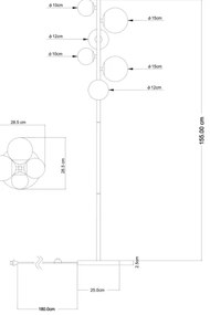 Lampadar LED RIHA 6xG9/3W/230V alamă Globo 56135-6S