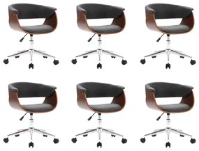 vidaXL Scaune de bucătărie pivotante, 6 buc., gri, material textil