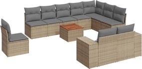 vidaXL Set canapele de grădină cu perne, 11 piese, bej, poliratan