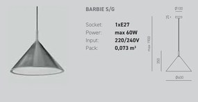 Pendul, Lustra din aluminiu BARBIE alb, negru, alama sau cupru