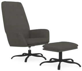3097838 vidaXL Scaun de relaxare cu taburet, gri închis, catifea