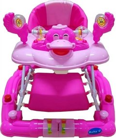 Premergator cu sistem de balansare Baby Care™ H914 , roti din silicon, cu melodii, Ratusca, Pliabil, ROZ