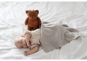 Pluș de îmbrățișat cu sunete și lumină Moonie ursuleț organic caramel natur