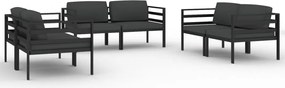 vidaXL Set mobilier de grădină cu perne, 6 piese, antracit, aluminiu